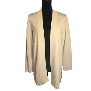 Susan Graver Long Sleeve Open Cardigan in Tan - Size Small